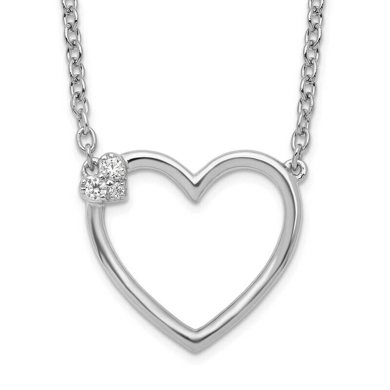 White Ice 18 Inch Diamond Open Heart Necklace Sterling Silver Rhodium-Plated QW534-18