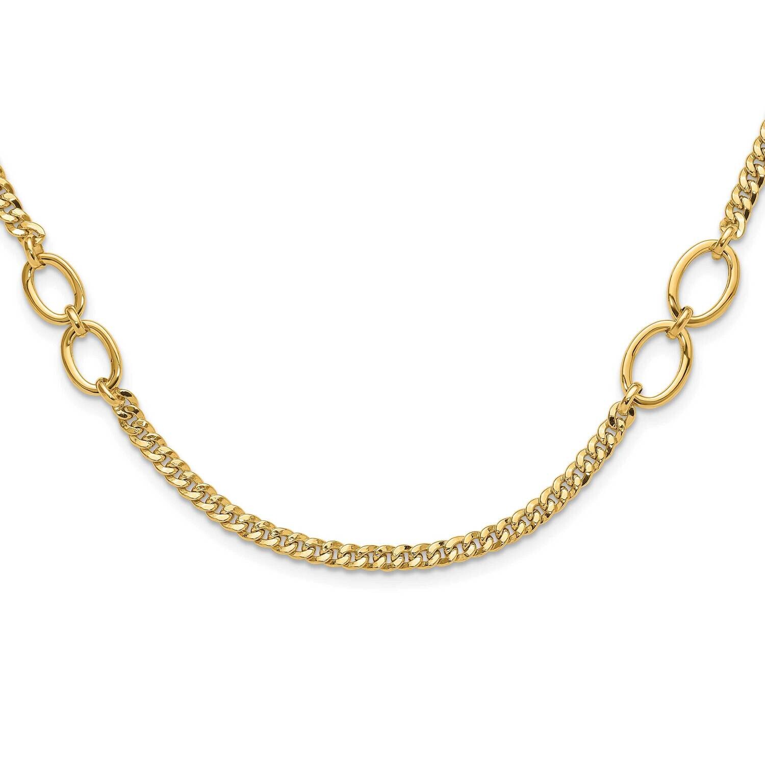 Fancy Oval Links Curb Necklace 14k Polished Gold SF3024-18