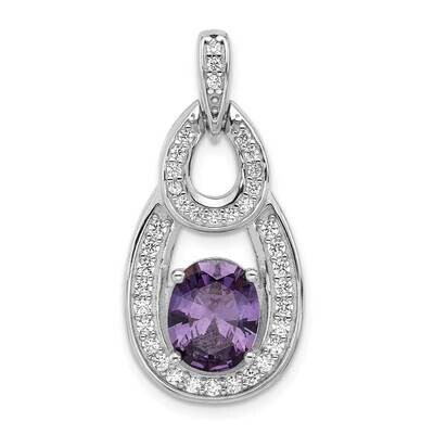 CZ Purple Zircon Pendant Sterling Silver Rhodium-Plated QP5772, MPN: QP5772,