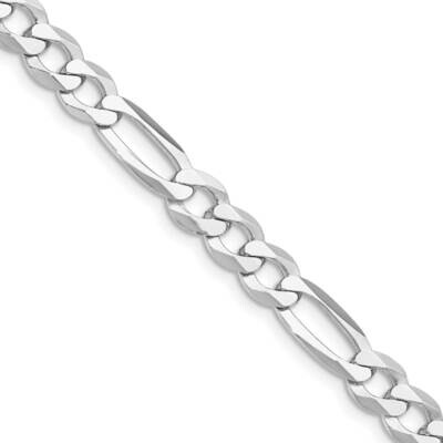 7.5mm Lightweight Flat Figaro Chain 24 Inch Sterling Silver Rhodium-Plated QMB180R-24, MPN: QMB180R…