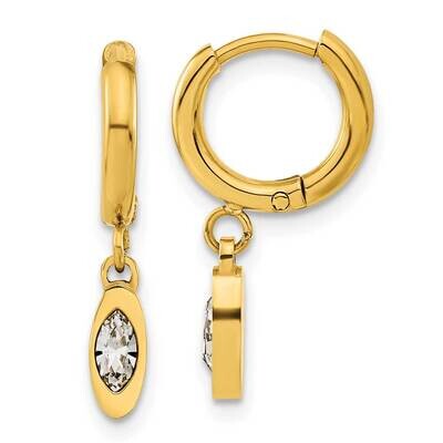 Chisel Polished Yellow Ip-Plated Crystal From Swarovski Dangle Hoop Earrings Stainless Steel SRE162…