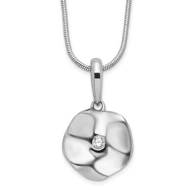 White Ice 18 Inch Diamond Wavy Disk Necklace 2 Inch Extender Sterling Silver Rhodium-Plated QW504-1…