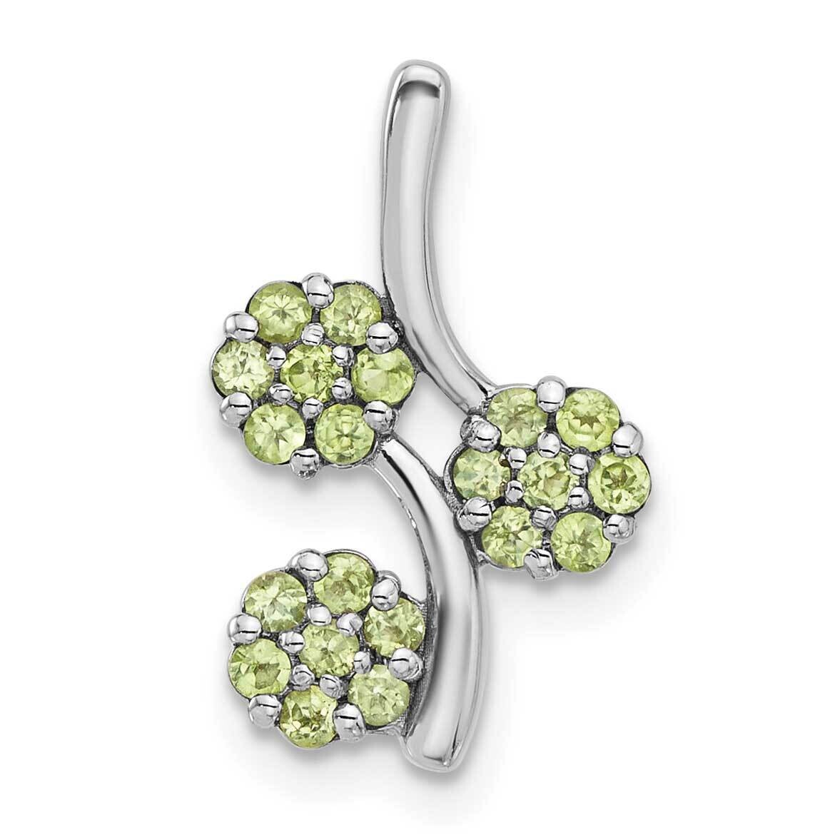 Peridot Flowers Chain Slide Sterling Silver Rhodium-Plated QP5866PE, MPN: QP5866PE,