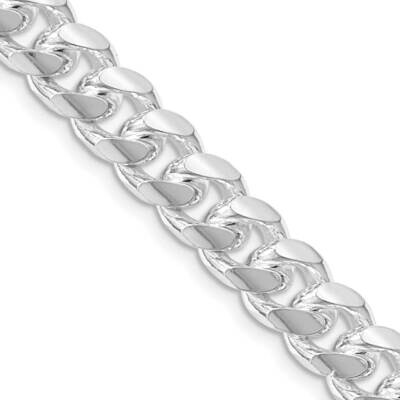 8.5mm Domed Side Diamond-Cut Curb Chain 26 Inch Sterling Silver Rhodium-Plated QRC240R-26, MPN: QRC…