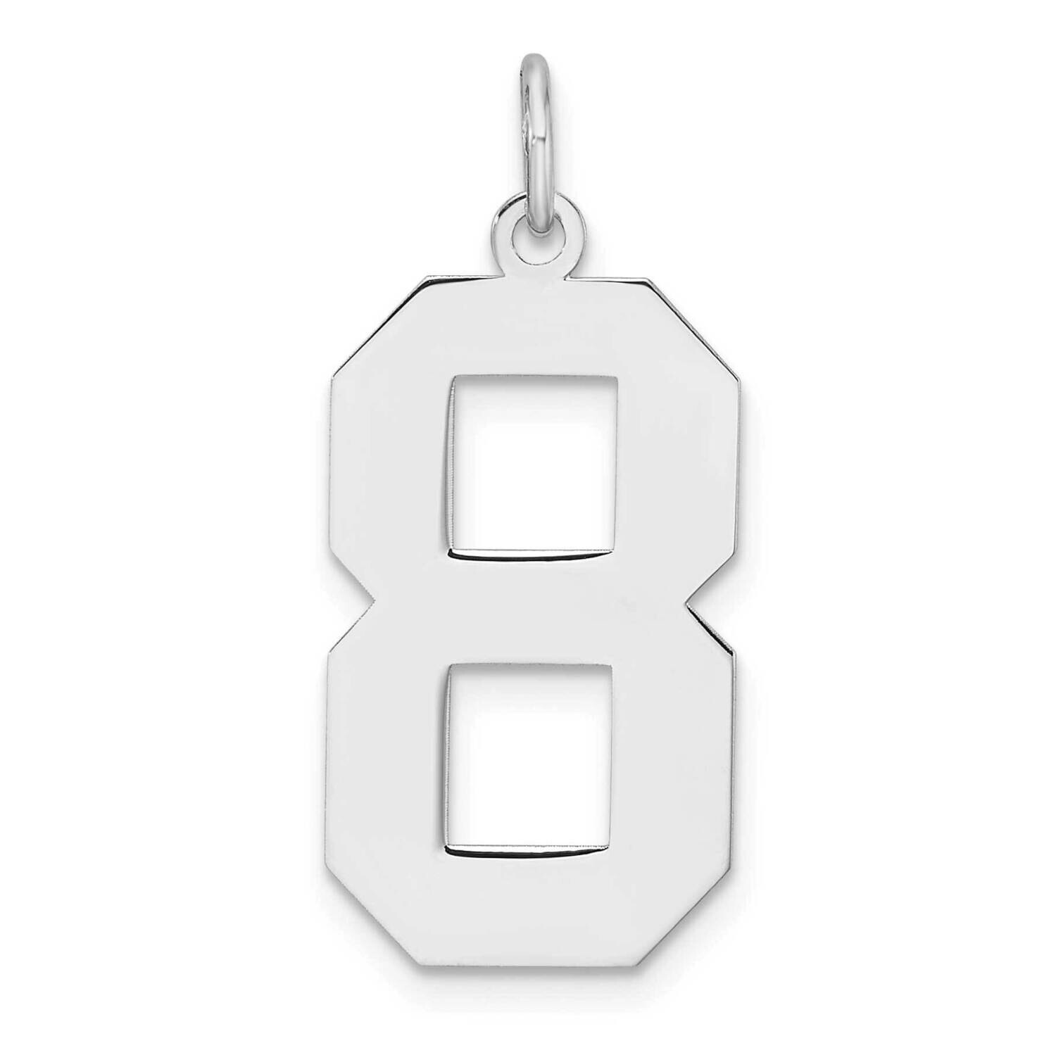 Polished Number 8 Charm Sterling Silver Rhodium-Plated QPXL08, MPN: QPXL08,