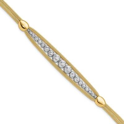 Polished Diamond-Cut Beaded Fancy Bracelet 7.75 Inch 14k Two-Tone Gold SF2985-7.75, MPN: SF2985-7.7…