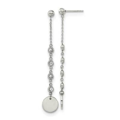 Chisel Polished CZ Post Dangle Earrings Stainless Steel SRE1588 by Chisel, MPN: SRE1588, 8839577476…