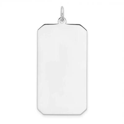 Rhod-Plate Eng. Rect. Polish Front Satin Back Disc Charm Sterling Silver QM559/35, MPN: QM559/35,