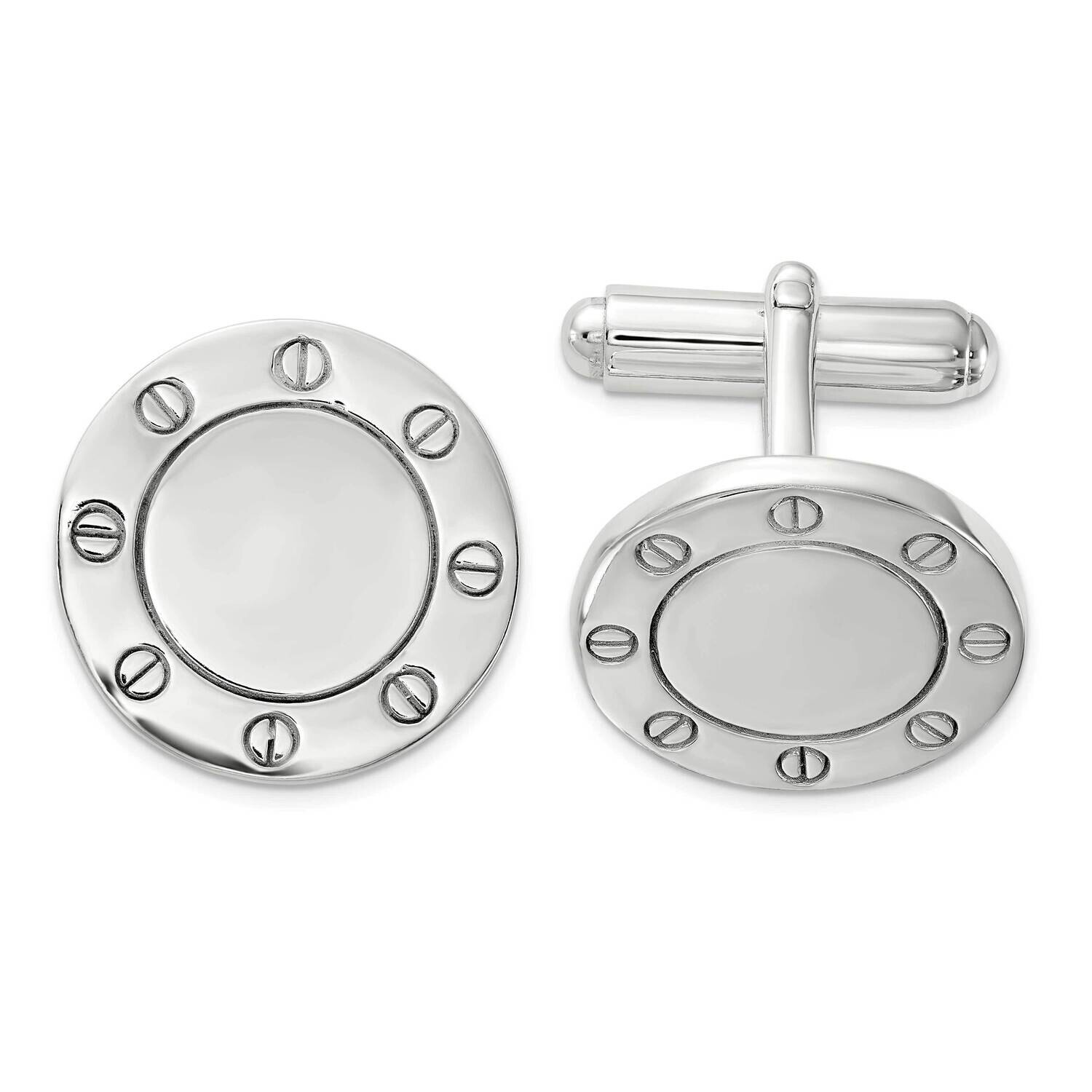 Circle Cuff Links Sterling Silver Polished QQ635
