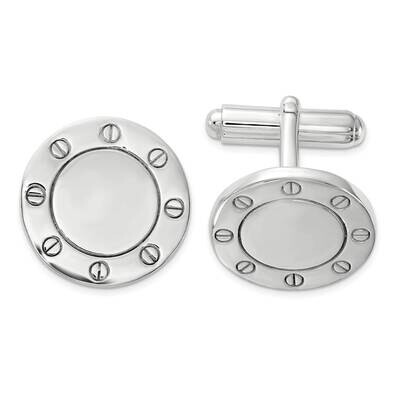 Circle Cuff Links Sterling Silver Polished QQ635 by Men&#39;s Jewelry and Accessories, MPN: QQ635,
