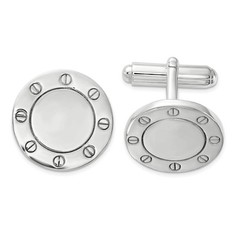 Circle Cuff Links Sterling Silver Polished QQ635