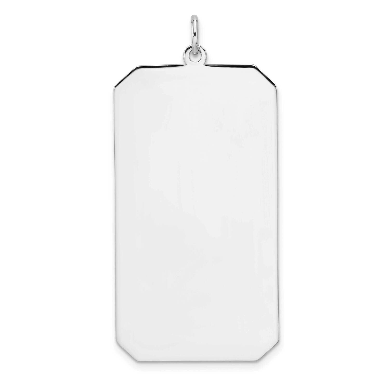 Rhod-Plate Eng. Rect. Polish Front Satin Back Disc Charm Sterling Silver QM560/35, MPN: QM560/35,