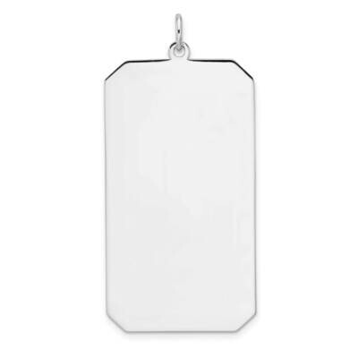 Rhod-Plate Eng. Rect. Polish Front Satin Back Disc Charm Sterling Silver QM560/35, MPN: QM560/35,