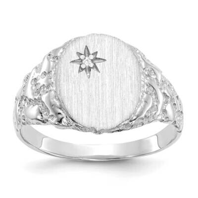 11.0X9.0mm Closed Back Aa Diamond Signet Ring 14k White Gold RS166WAA, MPN: RS166WAA,