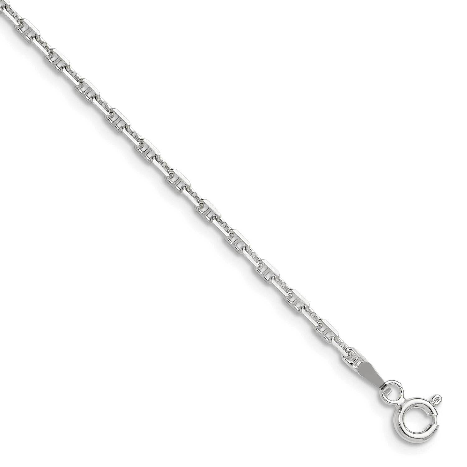 Diamond-Cut 2mm Marine Link Chain 9 Inch Sterling Silver Polished QMA060-9, MPN: QMA060-9,