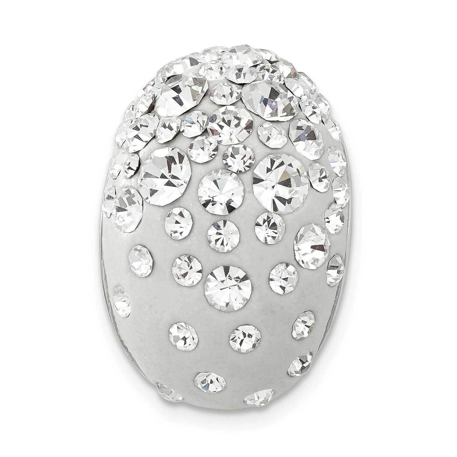 Rhodium White Clay &amp; Preciosa Crystal Chain Slide Pendant Sterling Silver QP4028, MPN: QP4028,