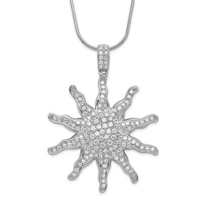 CZ Sun 2 Inch Extension Necklace Sterling Silver Polished QMP460-18, MPN: QMP460-18, 883957017143