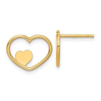 Open Heart Small Heart Post Earrings 14k Gold SF2979E, MPN: SF2979E, 196904099100