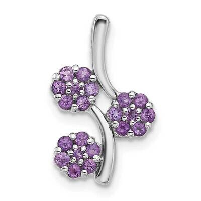 Amethyst Flowers Chain Slide Sterling Silver Rhodium-Plated QP5866AM, MPN: QP5866AM,