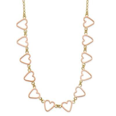 Oval Cable Open Flat Hearts 2 Inch Extension Necklace 14k Two-Tone Gold SF2007Y/R-16, MPN: SF2007Y/…