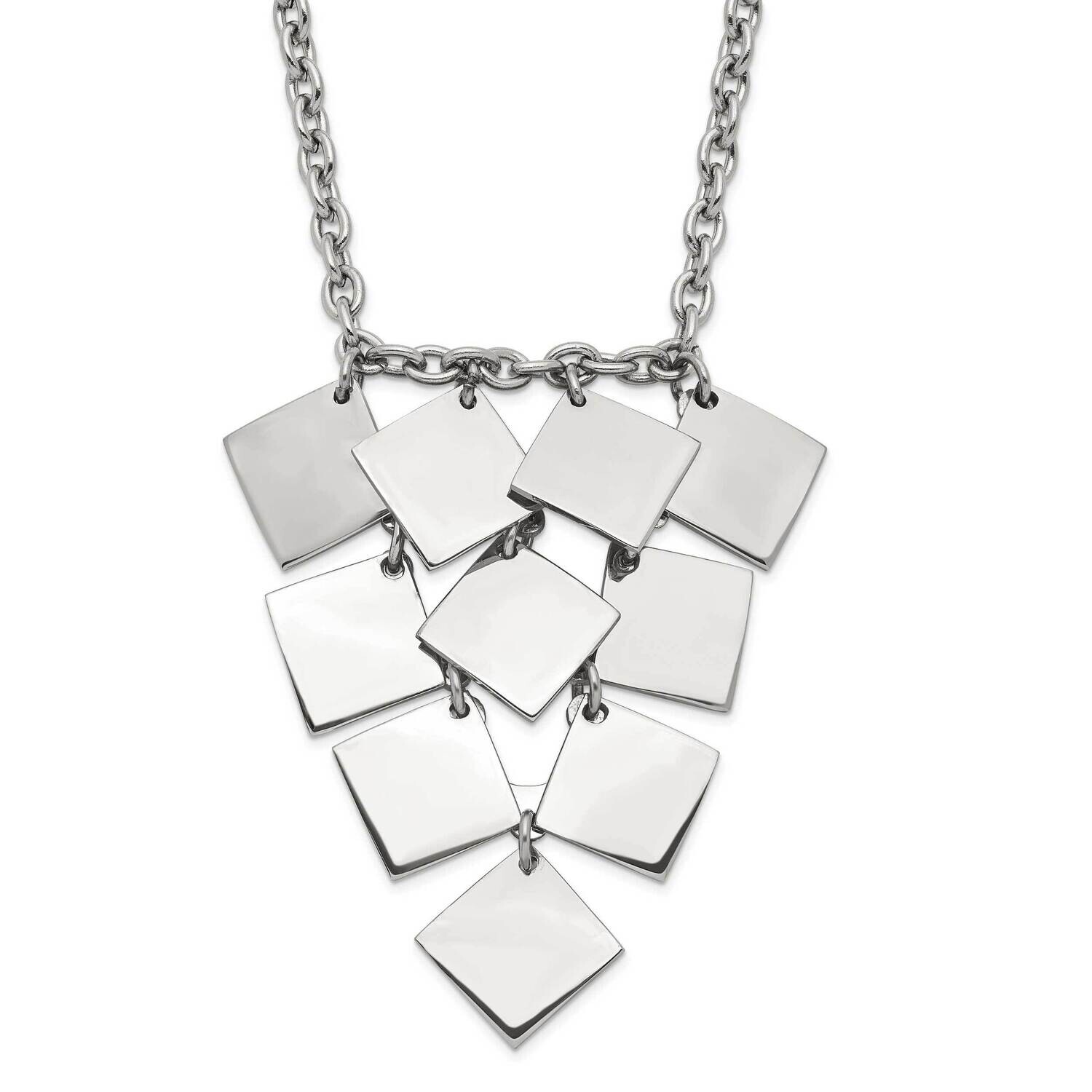 Polished Fancy Multi-Square Necklace Stainless Steel SRN1435-18.5 by Chisel, MPN: SRN1435-18.5, 883…