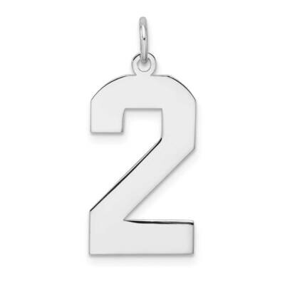 Polished Number 2 Charm Sterling Silver Rhodium-Plated QPXL02, MPN: QPXL02,
