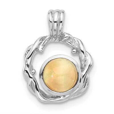 Polished Round Opal Pendant Sterling Silver Rhodium-Plated QP5832, MPN: QP5832,