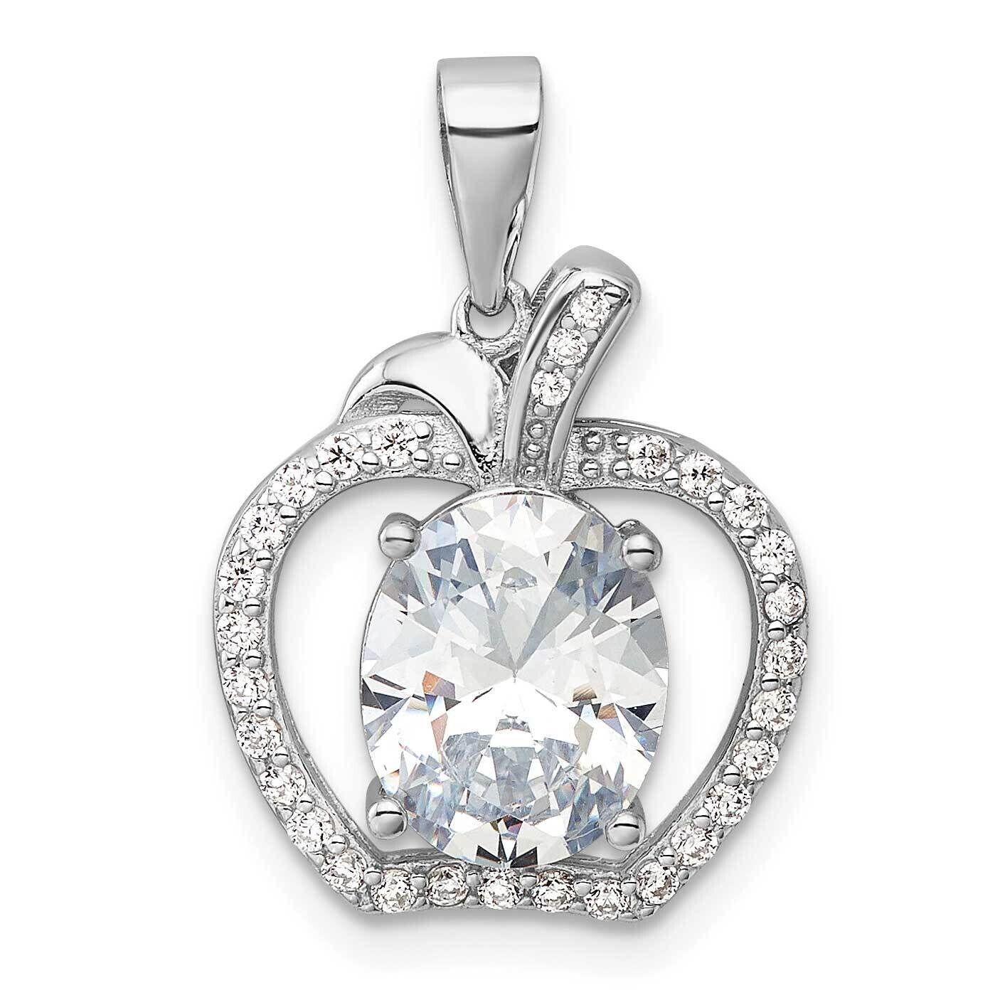 CZ Apple Pendant Sterling Silver Rhodium-Plated QP5796, MPN: QP5796,
