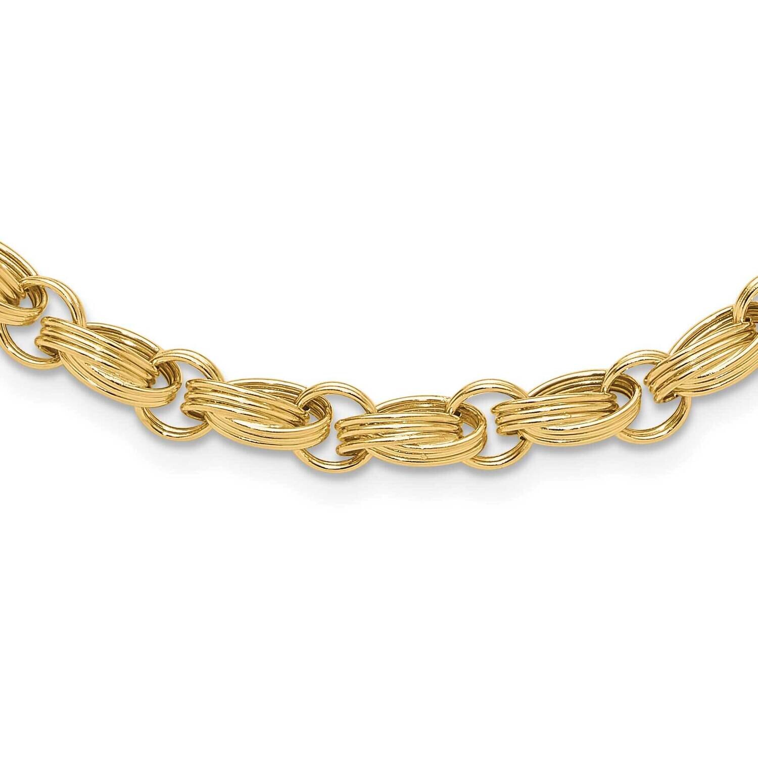 Oval Fancy Link Necklace 14k Polished Gold SF3025-18