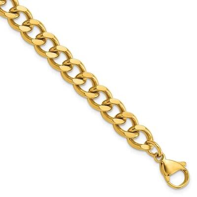 Chisel Polished Yellow Ip-Plated 8mm 8.5 Inch Curb Chain Bracelet Stainless Steel SRB3047-8.5 by Ch…