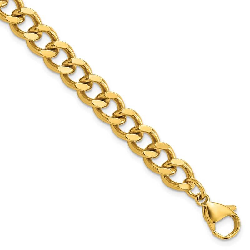 Chisel Polished Yellow Ip-Plated 8mm 8.5 Inch Curb Chain Bracelet Stainless Steel SRB3047-8.5