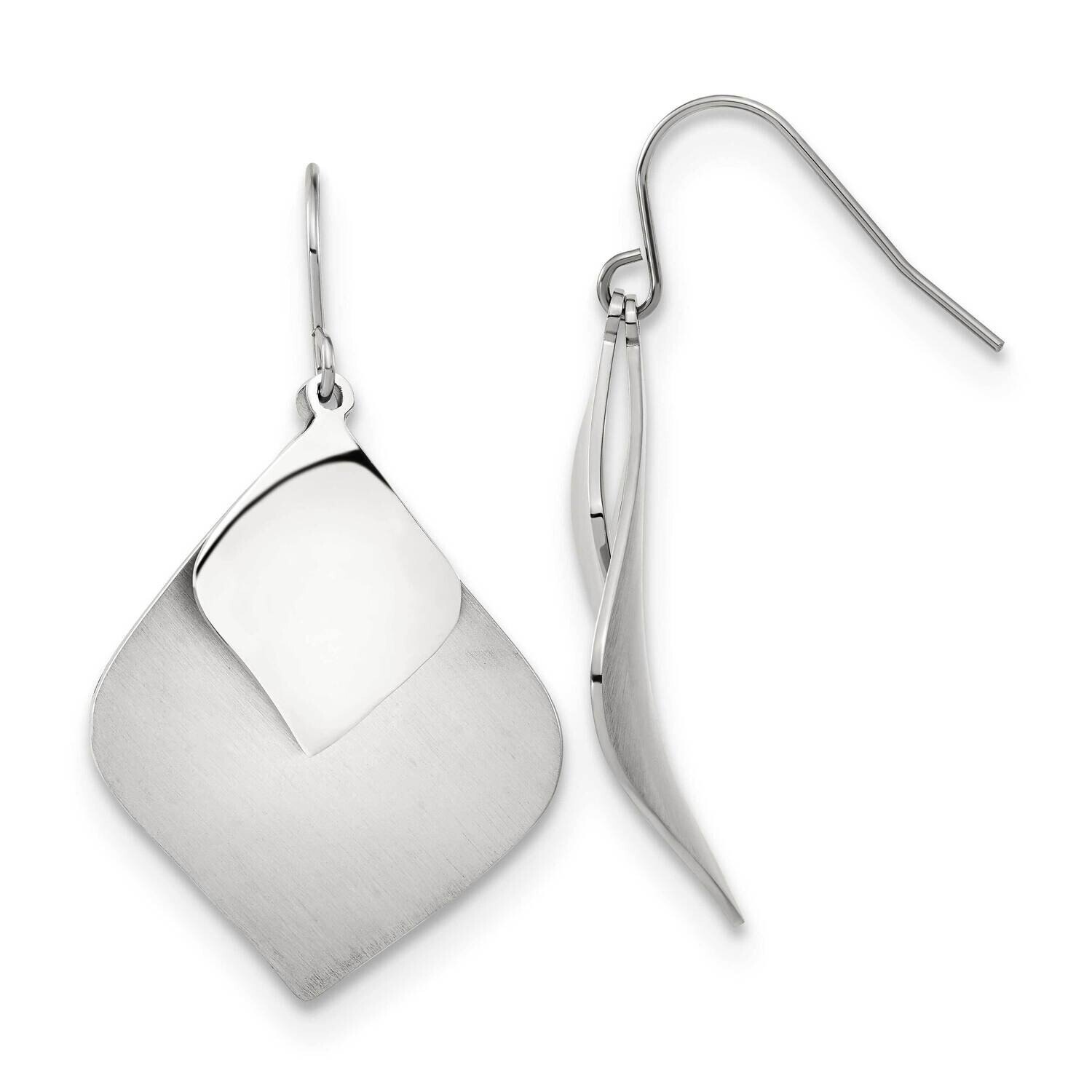 Chisel Brushed Polished Dangle Shepherd Hook Earrings Stainless Steel SRE1597 by Chisel, MPN: SRE15…