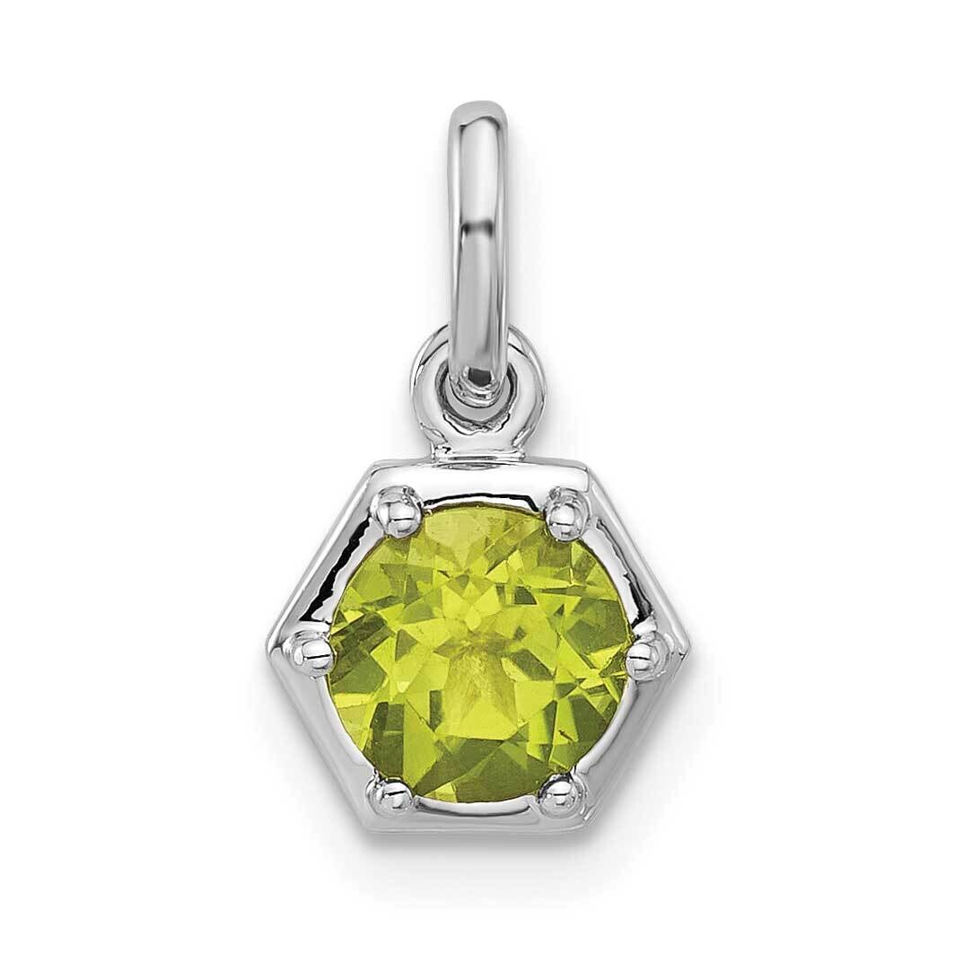 Polished Solitaire Peridot Charm Pendant Sterling Silver Rhodium-Plated QP5870PE, MPN: QP5870PE,