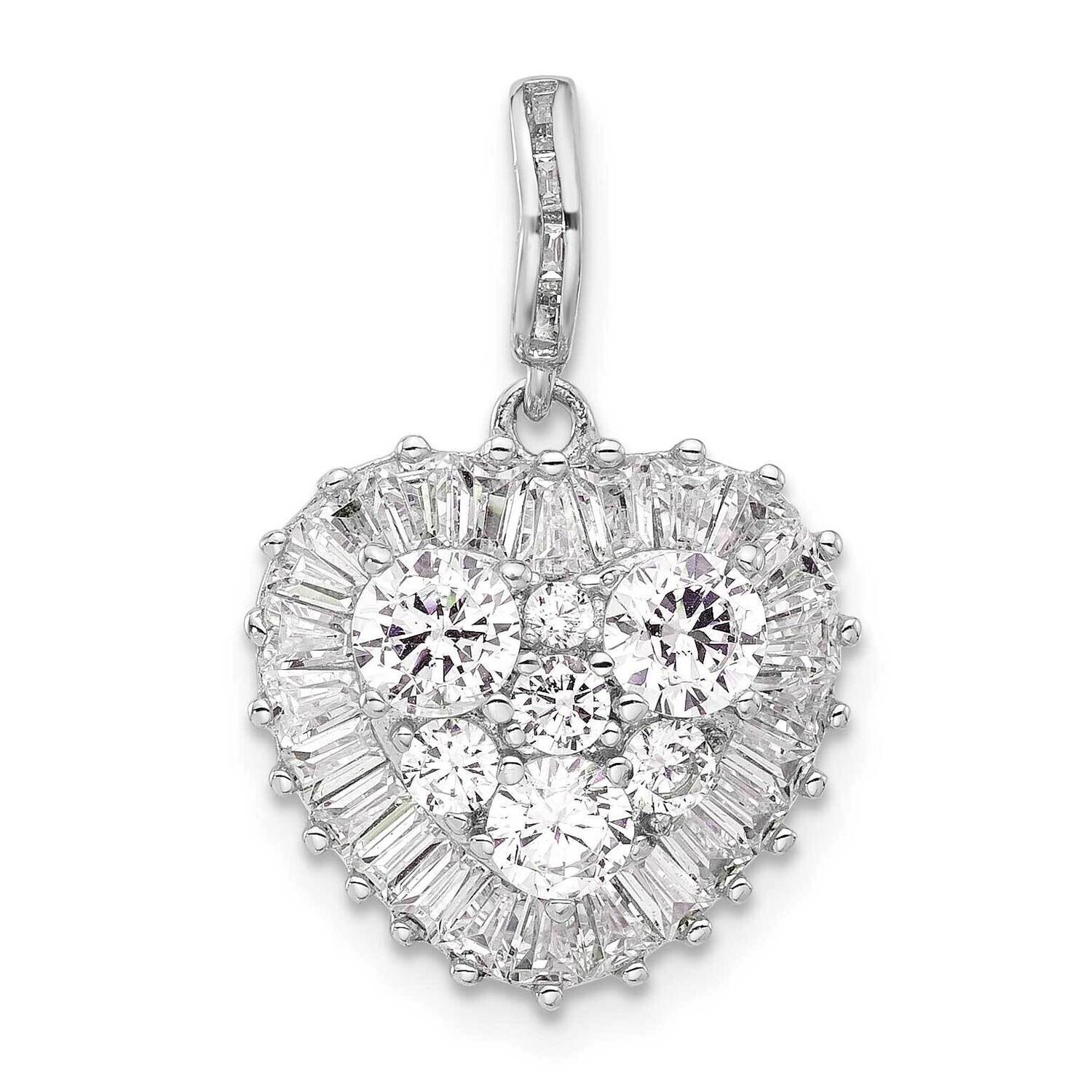 CZ Heart Pendant Sterling Silver Rhodium-Plated QP5791, MPN: QP5791,