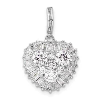CZ Heart Pendant Sterling Silver Rhodium-Plated QP5791, MPN: QP5791,