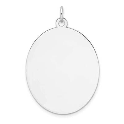 Rhod-Plate Eng. Oval Polish Front Satin Back Disc Charm Sterling Silver QM561/50, MPN: QM561/50,