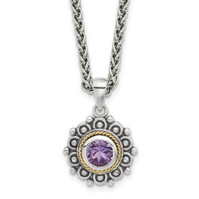 Shey Couture Sterling Silver Accent Antiqued Amethyst 18 Inch Necklace 14k Gold QTC1788, MPN: QTC17…