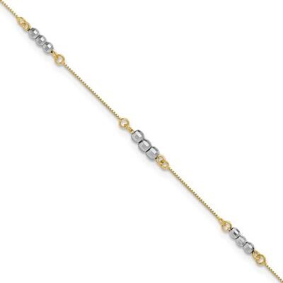 Mirror Beaded Bracelet 7.25 Inch 14k Two-Tone Gold SF1732-7.25, MPN: SF1732-7.25,