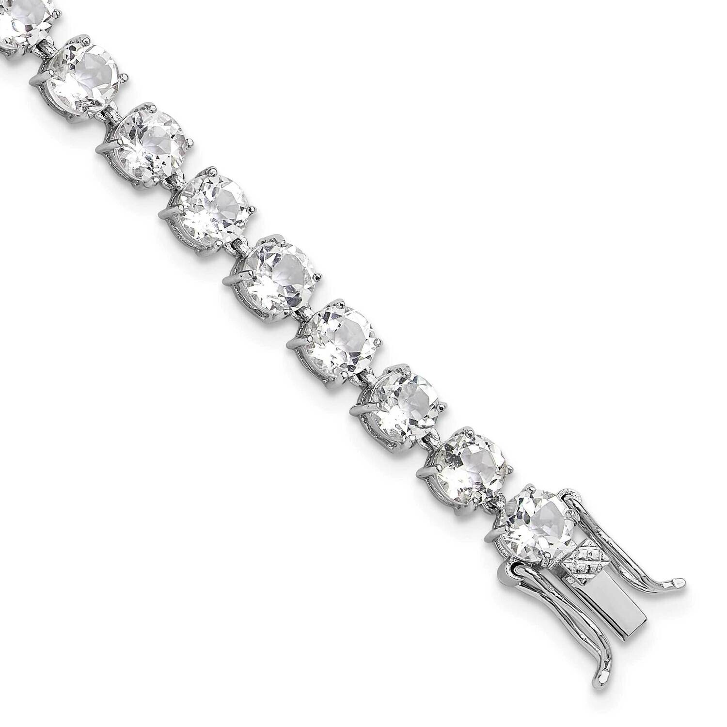 5mm 19.22Wt White Topaz Bracelet 8 Inch Sterling Silver Rhodium-Plated QX992WT, MPN: QX992WT,