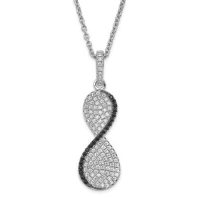 Black &amp; Clear CZ True Fire 2 Inch Extension Necklace Sterling Silver QMP802-18, MPN: QMP802-18, 883…
