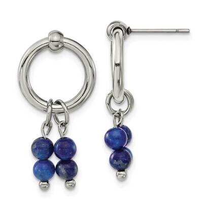 Chisel Polished Lapis Post Dangle Earrings Stainless Steel SRE1600 by Chisel, MPN: SRE1600, 8839577…