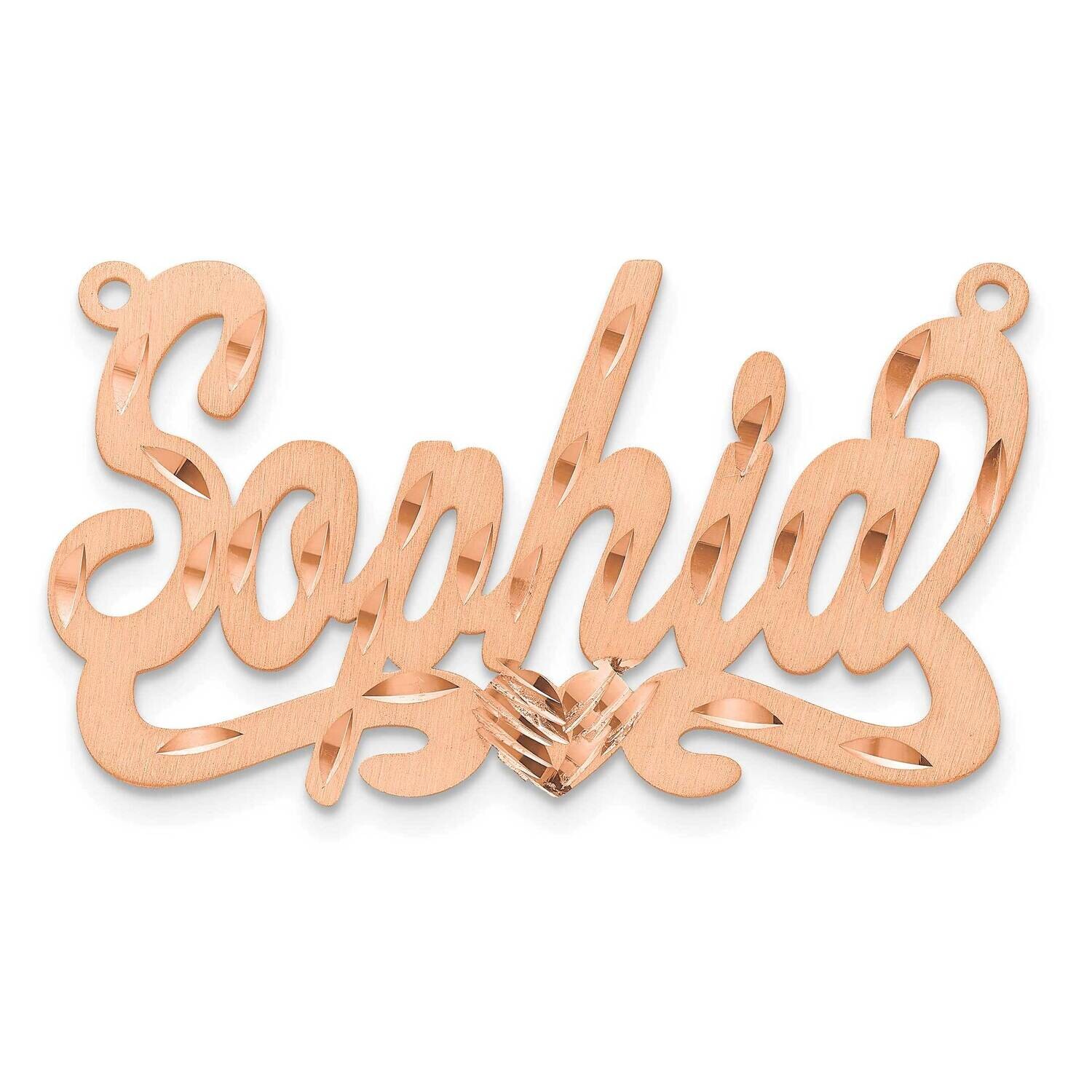 Rose-Plated Satin Diamond-Cut Heart Name Plate Sterling Silver XNA172RP, MPN: XNA172RP,