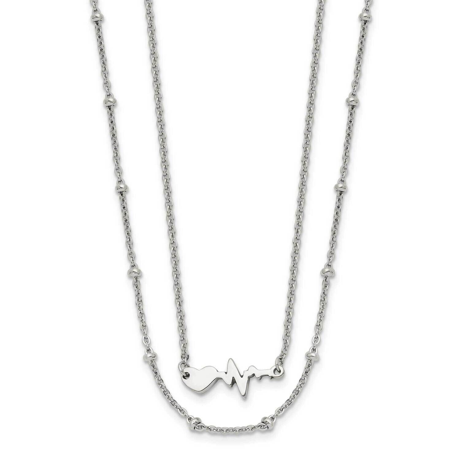 Chisel Polished Heartbeat 2-Str17 Inch Cable Chain A 1.75 Inch Extension Necklace Stainless Steel S…