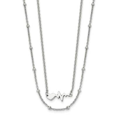 Chisel Polished Heartbeat 2-Str17 Inch Cable Chain A 1.75 Inch Extension Necklace Stainless Steel S…