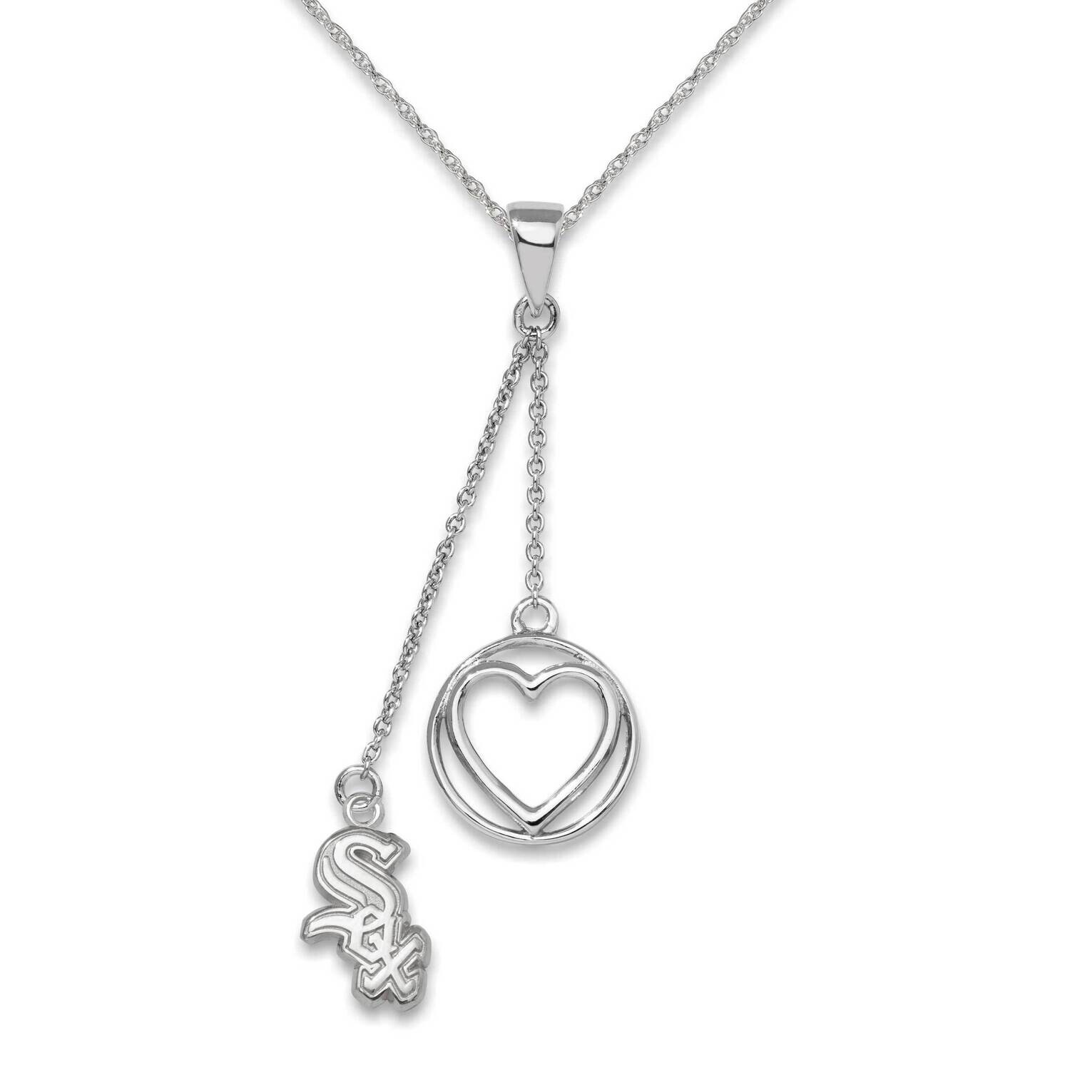 Chicago White Sox Logo Charm 1/2 Beloved Heart Necklace Sterling Silver WHI020BLN-SS