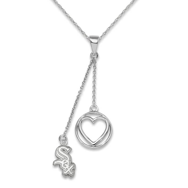 Chicago White Sox Logo Charm 1/2 Beloved Heart Necklace Sterling Silver WHI020BLN-SS