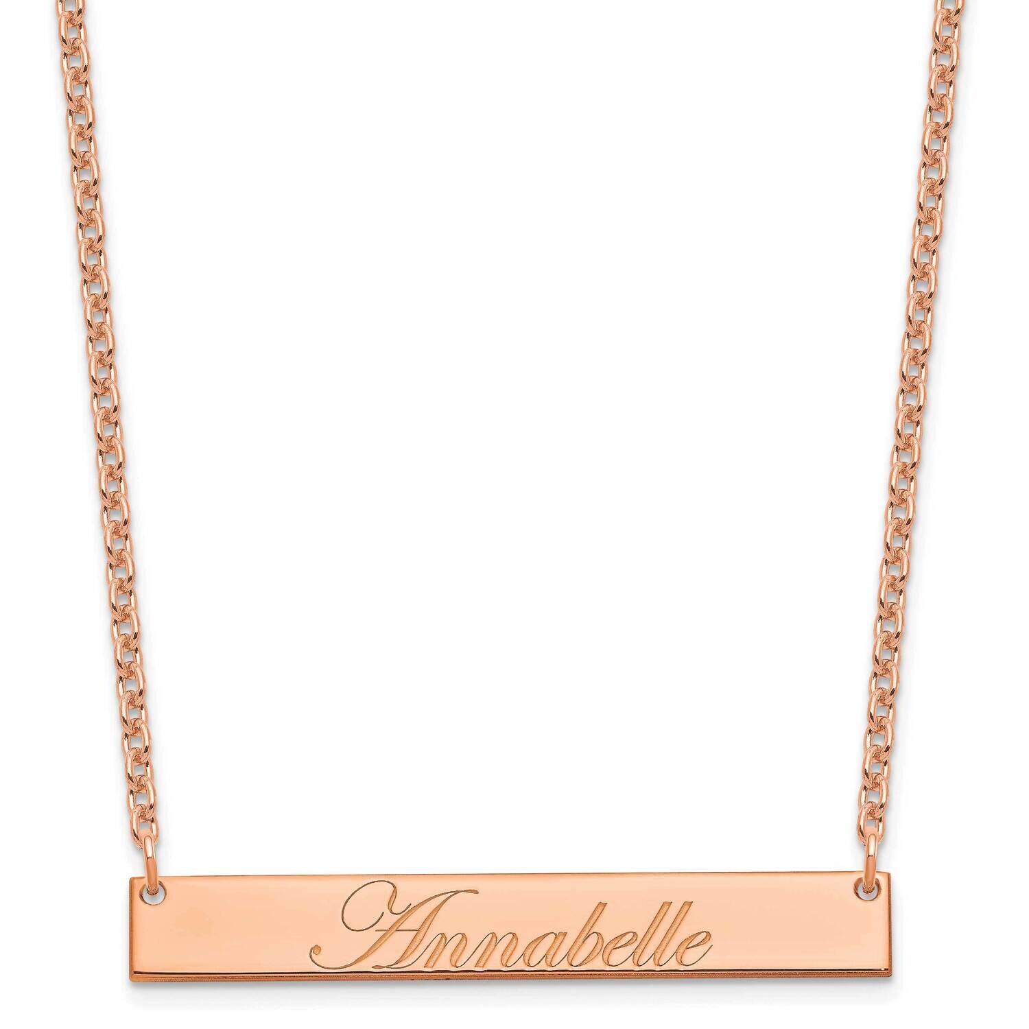 Rose-Plated Medium Polished Edwardian Script Bar Necklace Sterling Silver XNA1219RP, MPN: XNA1219RP,