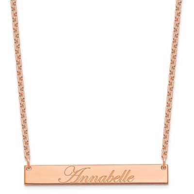 Rose-Plated Medium Polished Edwardian Script Bar Necklace Sterling Silver XNA1219RP, MPN: XNA1219RP,