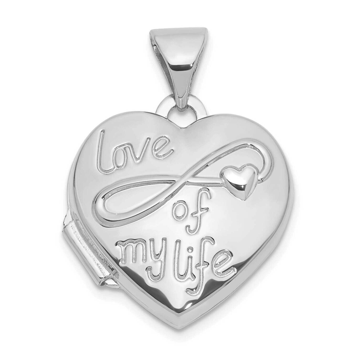 Polished Love Of My Life 15mm Heart Locket 14k White Gold XL856W