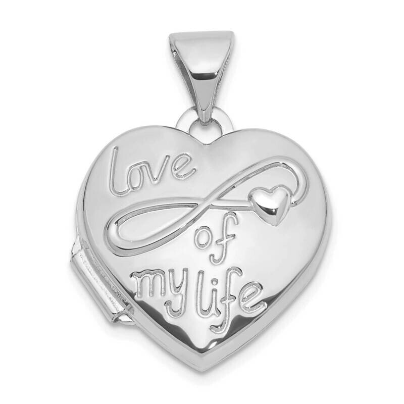 Polished Love Of My Life 15mm Heart Locket 14k White Gold XL856W